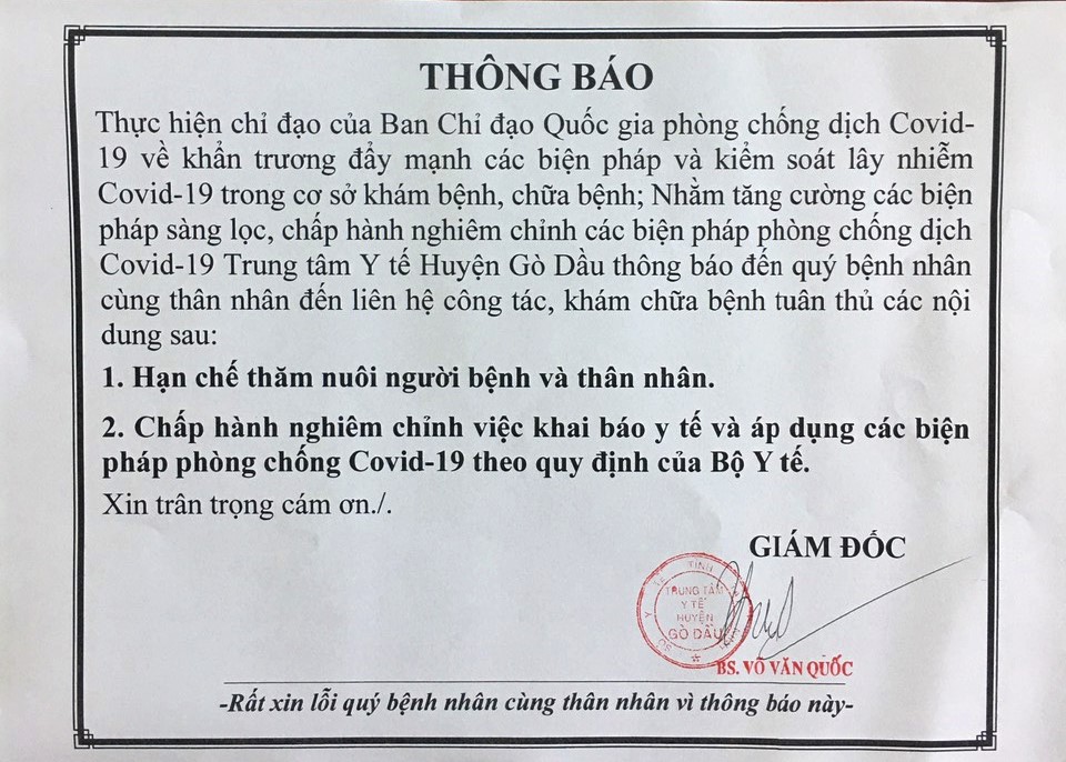 THÔNG BÁO NGỪNG THĂM NUÔI